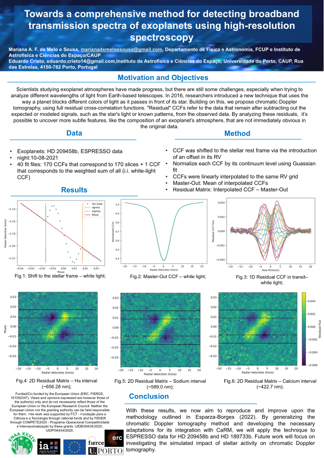 Poster <i>Towards a comprehensive method for detecting broadband transmission spectra of exoplanets using high-resolution transmission spectroscopy   </i> by M. Sousa